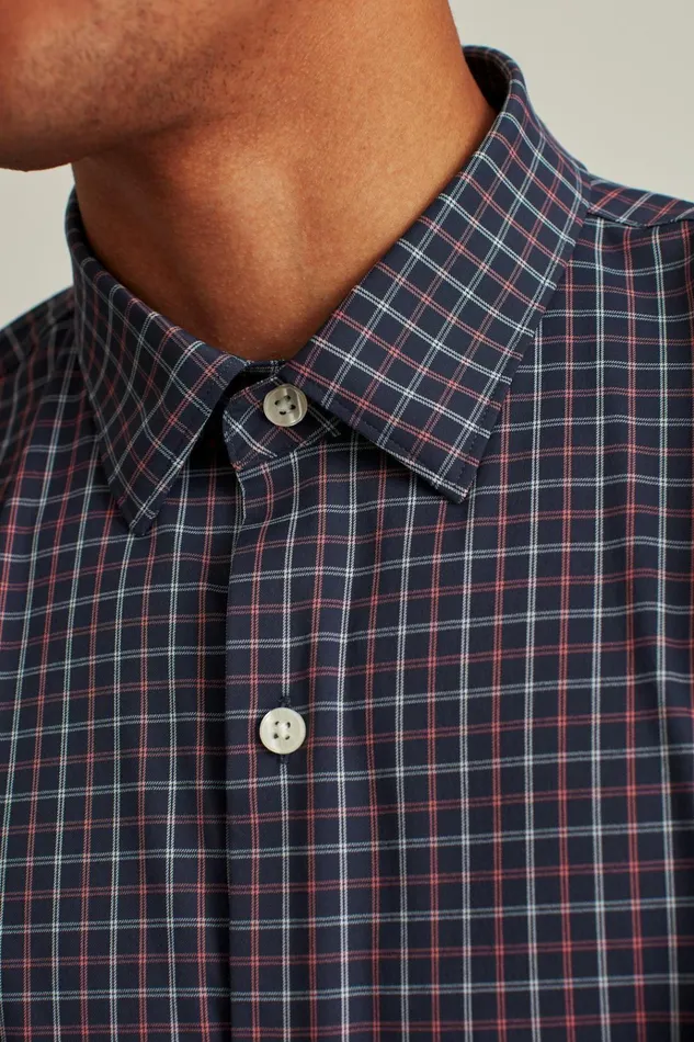 Men Business Casual Shirts Bonobos Tech Button Down Shirt Navy Rose Tattersall