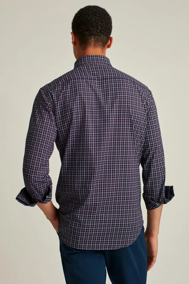 Men Business Casual Shirts Bonobos Tech Button Down Shirt Navy Rose Tattersall
