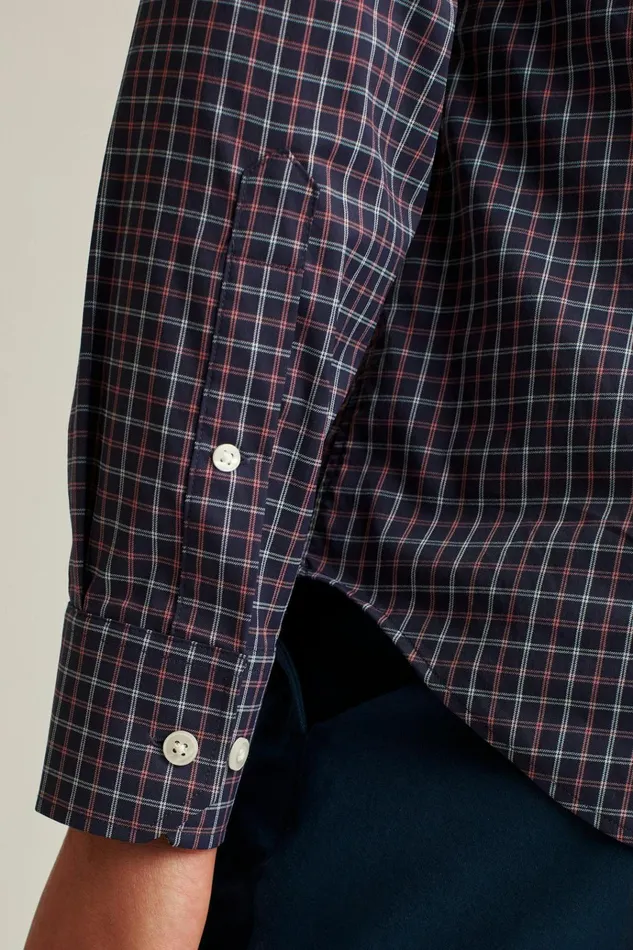 Men Business Casual Shirts Bonobos Tech Button Down Shirt Navy Rose Tattersall