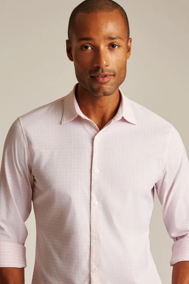 Men Business Casual Shirts Bonobos Tech Button Down Shirt Rose Crystal Plaid