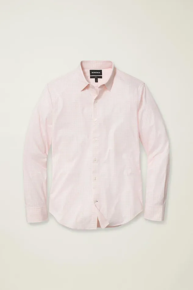 Men Business Casual Shirts Bonobos Tech Button Down Shirt Rose Crystal Plaid