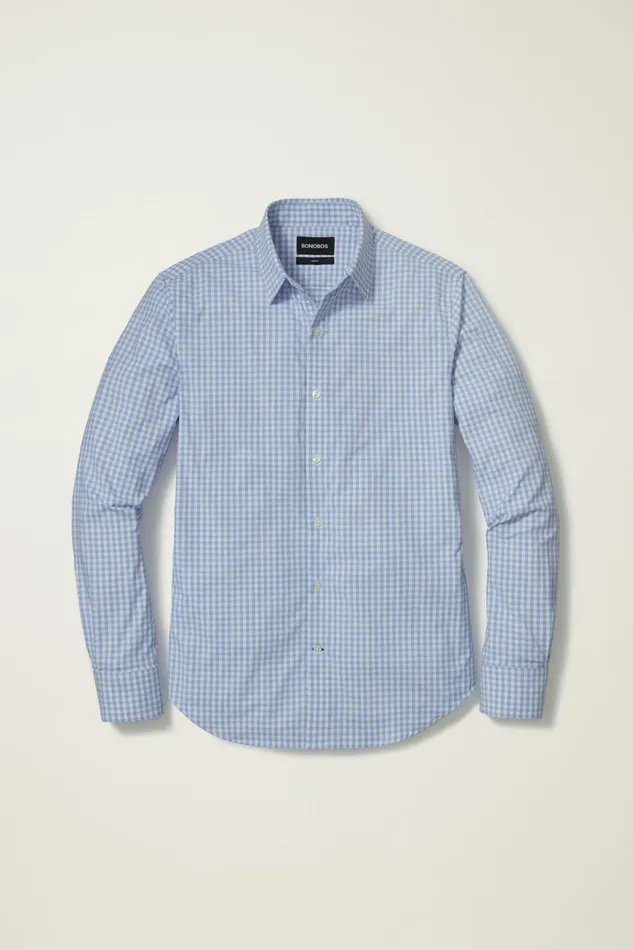 Men Business Casual Shirts Bonobos Tech Button Down Shirt Sky Blue Antonio Plaid