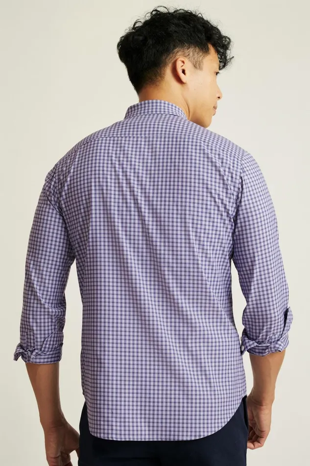 Men Business Casual Shirts Bonobos Tech Button Down Shirt Violet Blackstone Plaid