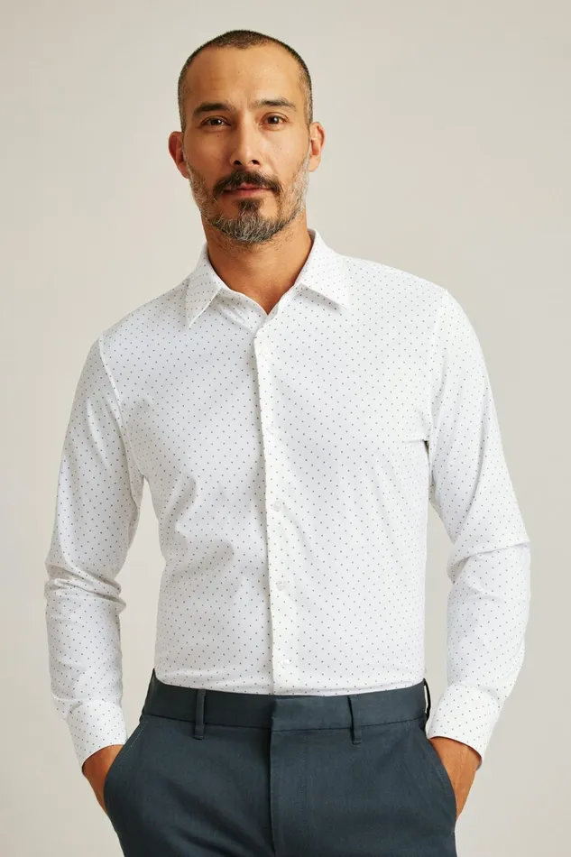 Men Business Casual Shirts Bonobos Tech Button Down Shirt White Orchid Dot