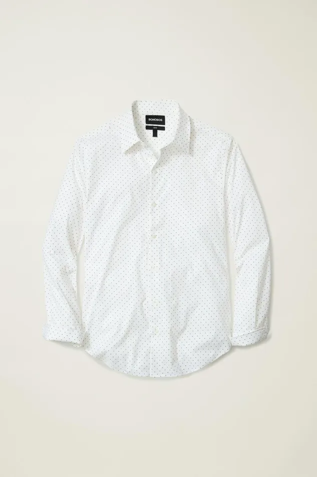 Men Business Casual Shirts Bonobos Tech Button Down Shirt White Orchid Dot