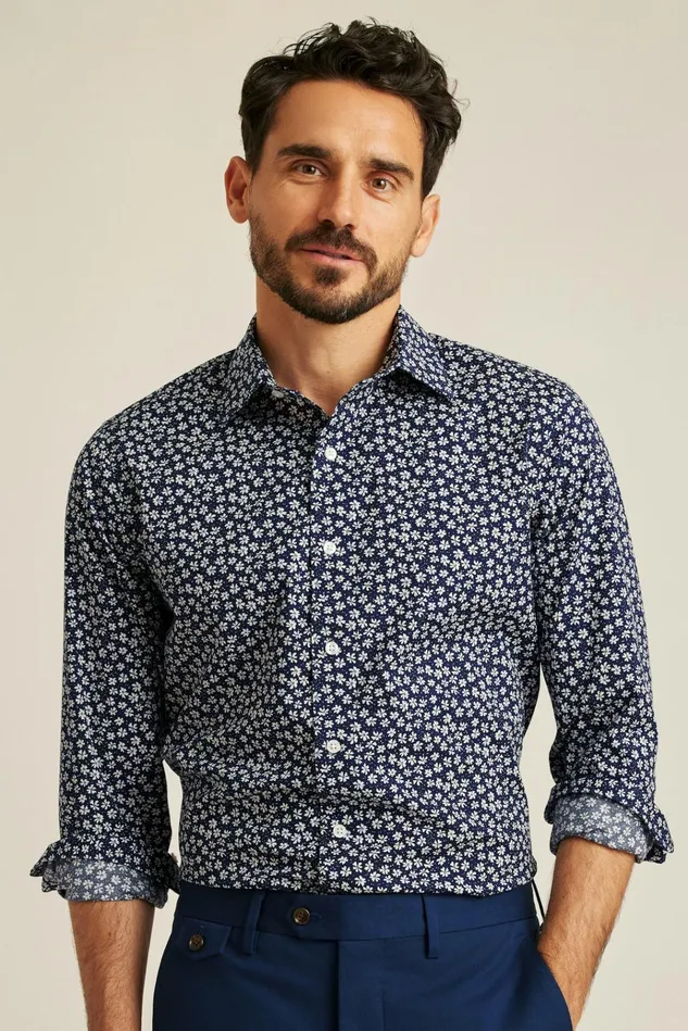 Men Business Casual Shirts Bonobos The Desk To Dinner Shirt Navy Bernard Floral