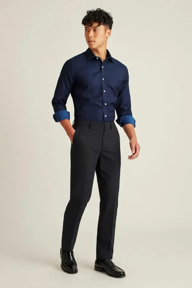Men Business Casual Shirts Bonobos The Desk To Dinner Shirt Navy Dots