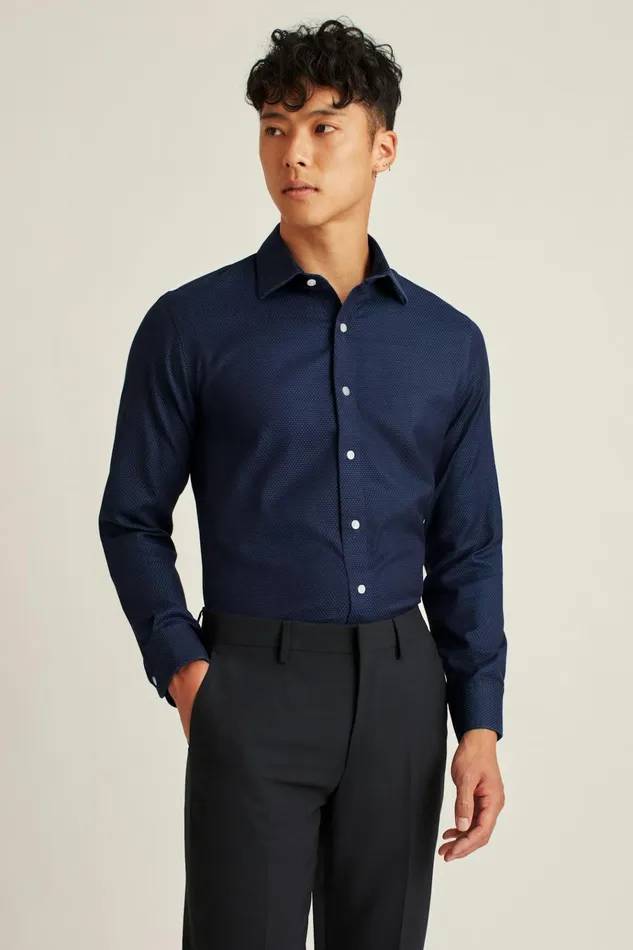 Men Business Casual Shirts Bonobos The Desk To Dinner Shirt Navy Dots