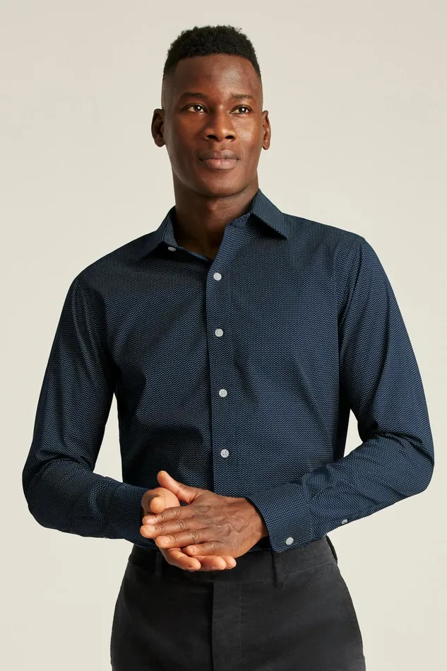 Men Business Casual Shirts Bonobos The Desk To Dinner Shirt Navy Geo