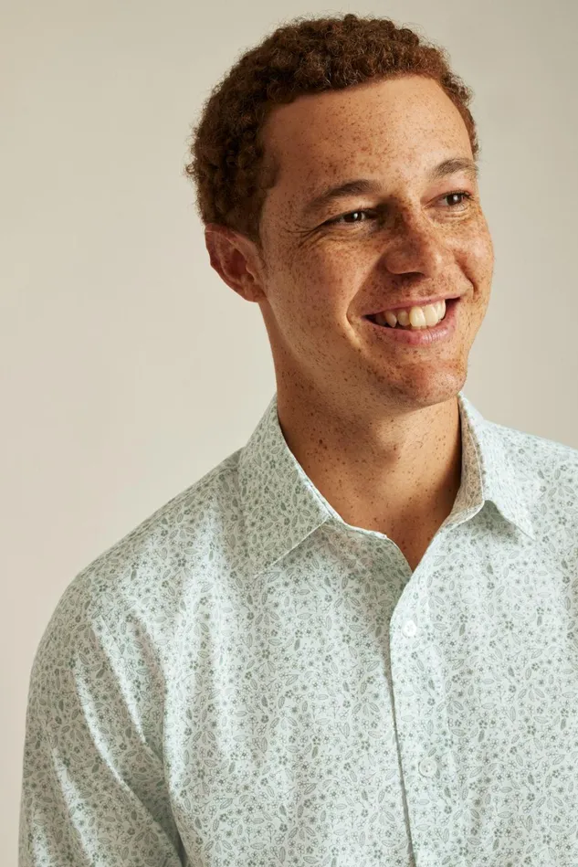 Men Business Casual Shirts Bonobos The Desk To Dinner Shirt Sage Floral Explosion