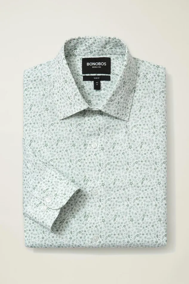 Men Business Casual Shirts Bonobos The Desk To Dinner Shirt Sage Floral Explosion