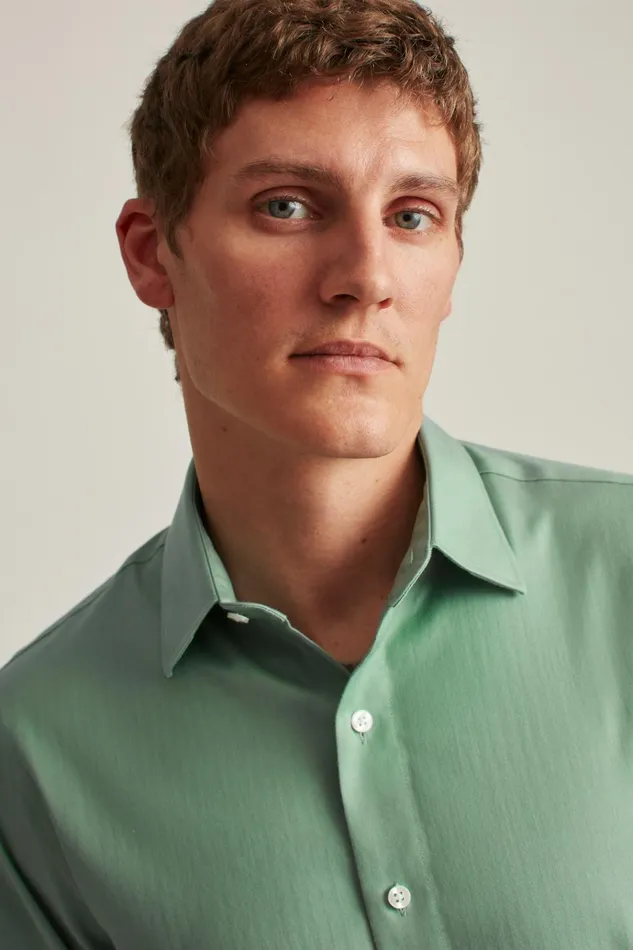 Men Business Casual Shirts Bonobos The Desk To Dinner Shirt Slate Green Herringbone