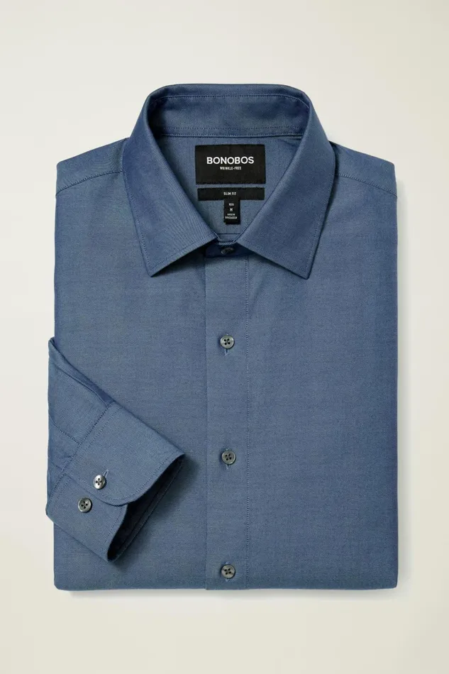 Men Business Casual Shirts Bonobos The Desk To Dinner Shirt Solid Light Navy