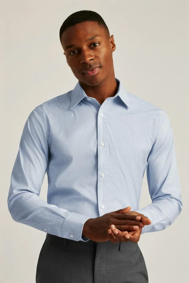 Men Business Casual Shirts Bonobos Weekday Warrior Dress Shirt Blue Perrytown Check
