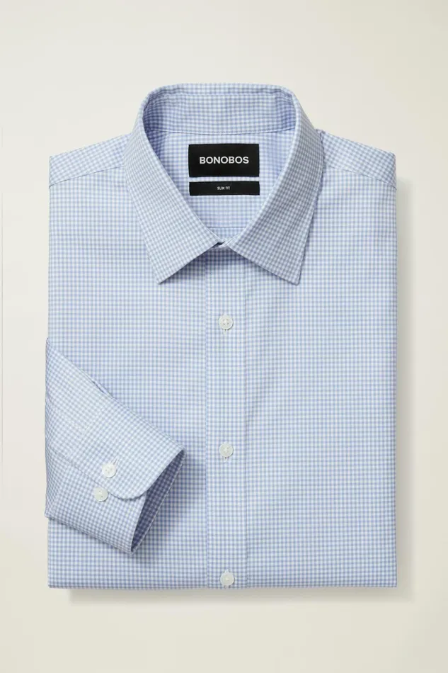 Men Business Casual Shirts Bonobos Weekday Warrior Dress Shirt Blue Perrytown Check