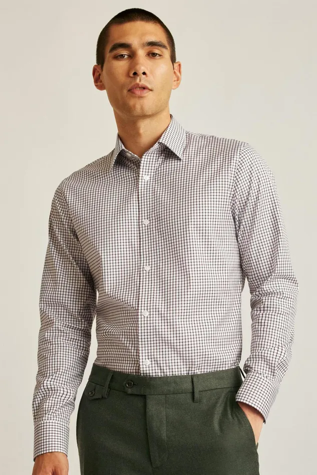 Men Business Casual Shirts Bonobos Weekday Warrior Dress Shirt Burgundy Bellshill Check