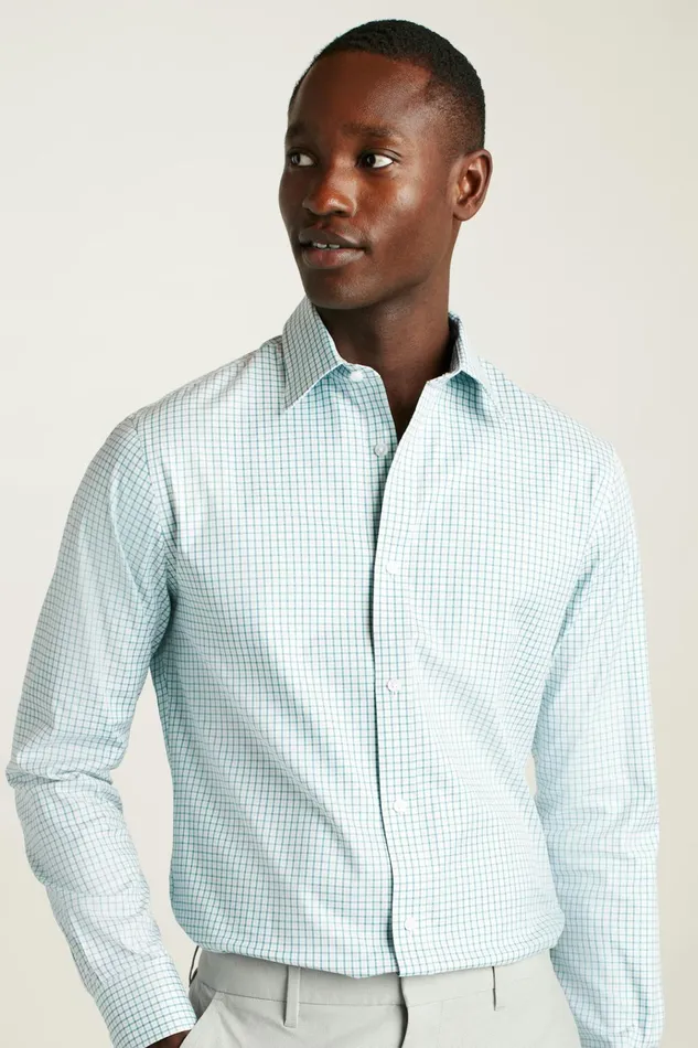 Men Business Casual Shirts Bonobos Weekday Warrior Dress Shirt Dusty Teal Birch Tattersal