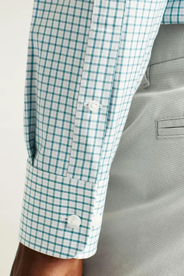 Men Business Casual Shirts Bonobos Weekday Warrior Dress Shirt Dusty Teal Birch Tattersal