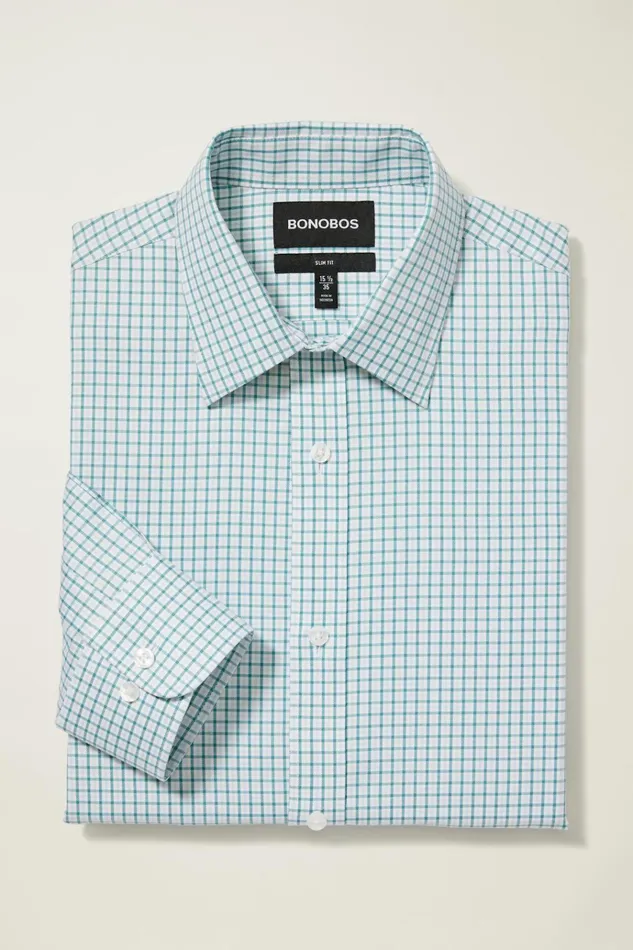 Men Business Casual Shirts Bonobos Weekday Warrior Dress Shirt Dusty Teal Birch Tattersal