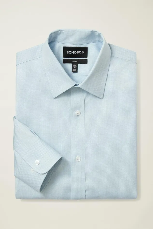 Men Business Casual Shirts Bonobos Weekday Warrior Dress Shirt Faded Blue Plaid
