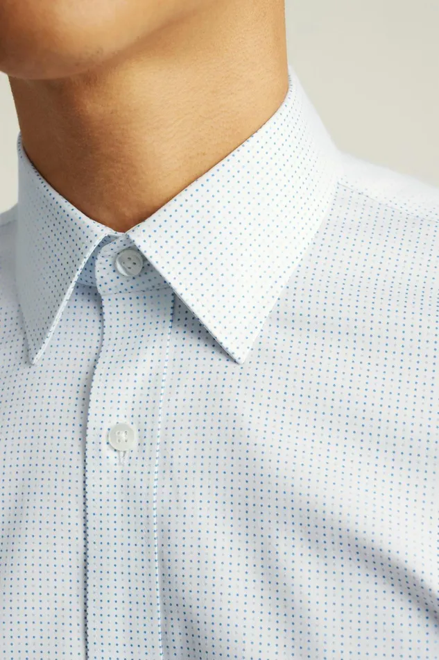Men Business Casual Shirts Bonobos Weekday Warrior Dress Shirt Lake Blues Dot
