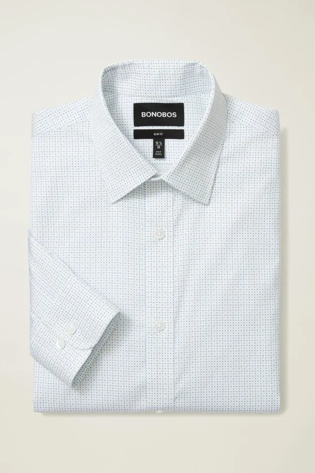 Men Business Casual Shirts Bonobos Weekday Warrior Dress Shirt Lake Blues Dot