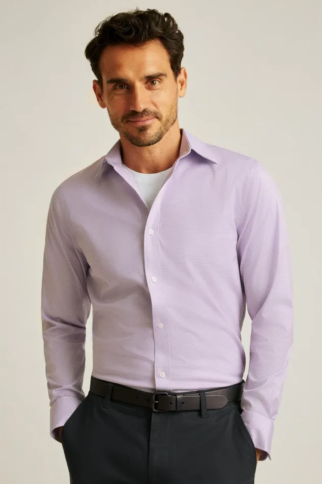 Men Business Casual Shirts Bonobos Weekday Warrior Dress Shirt Lavender Micro Houndstooth