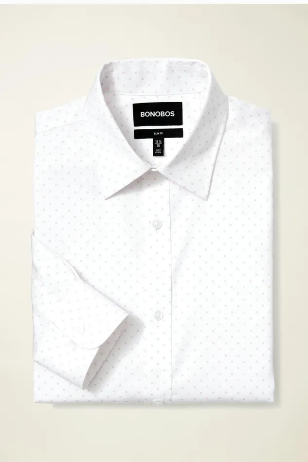 Men Business Casual Shirts Bonobos Weekday Warrior Dress Shirt Pink Dotted Dots