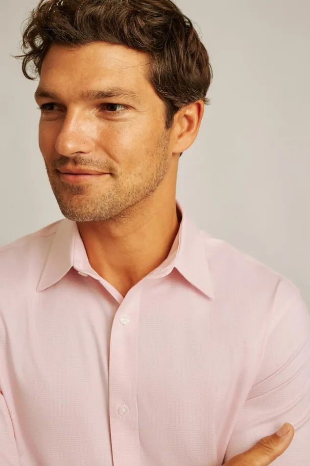 Men Business Casual Shirts Bonobos Weekday Warrior Dress Shirt Pink Micro Houndstooth