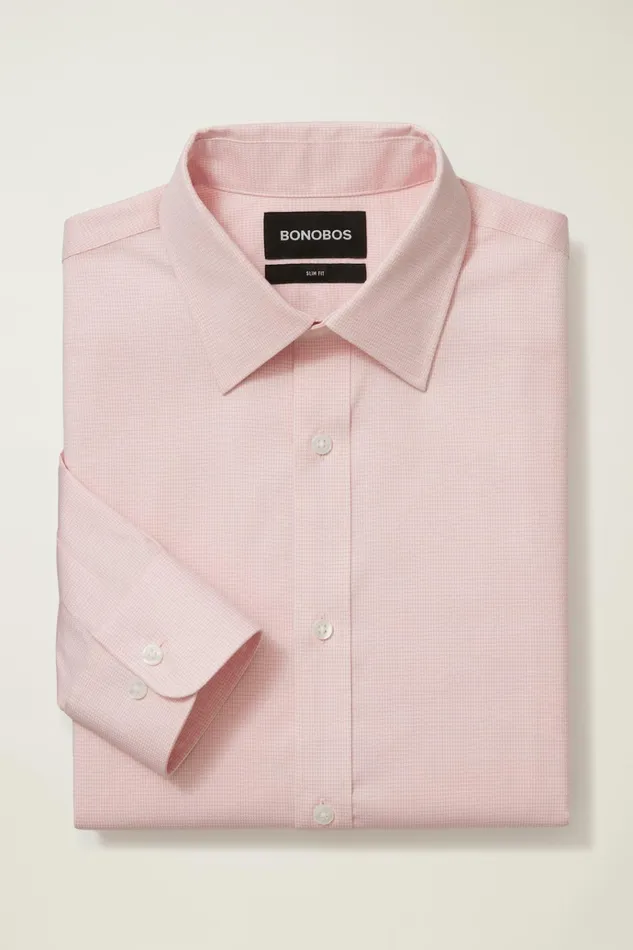 Men Business Casual Shirts Bonobos Weekday Warrior Dress Shirt Pink Micro Houndstooth