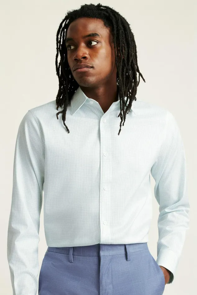 Men Business Casual Shirts Bonobos Weekday Warrior Dress Shirt Teal Check