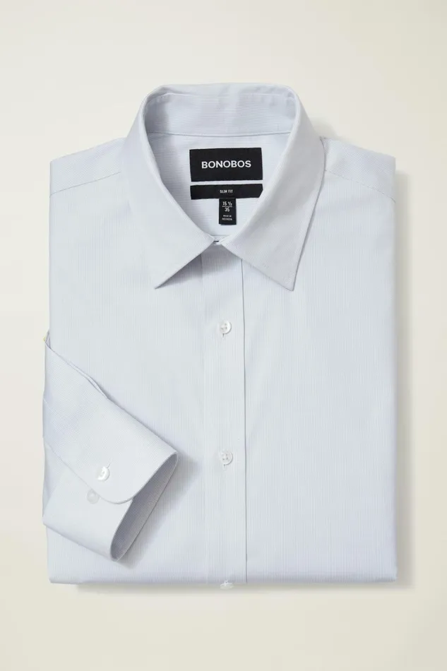 Men Business Casual Shirts Bonobos Weekday Warrior Dress Shirt Violet Stripe