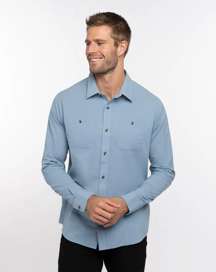 Men ButtonUps TravisMathew CLOUD FLANNEL BUTTONUP Faded Denim