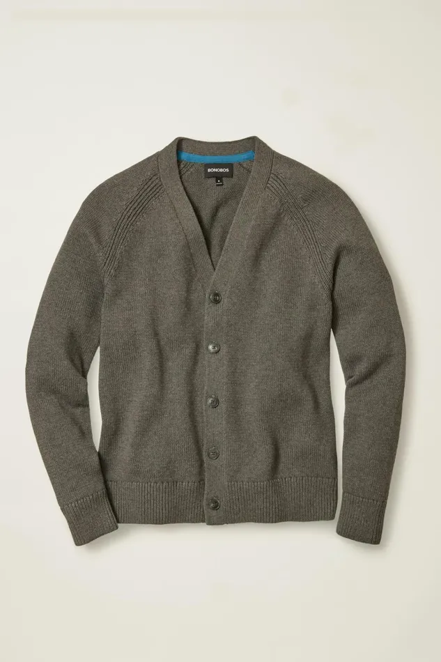 Men Cardigan Sweaters Bonobos Cotton Cardigan Asphalt