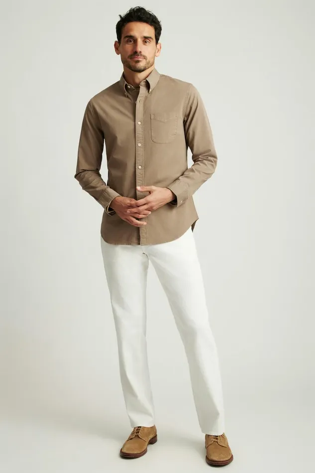 Men Casual Shirts Bonobos Everyday Bedford Shirt Mushroom Brown