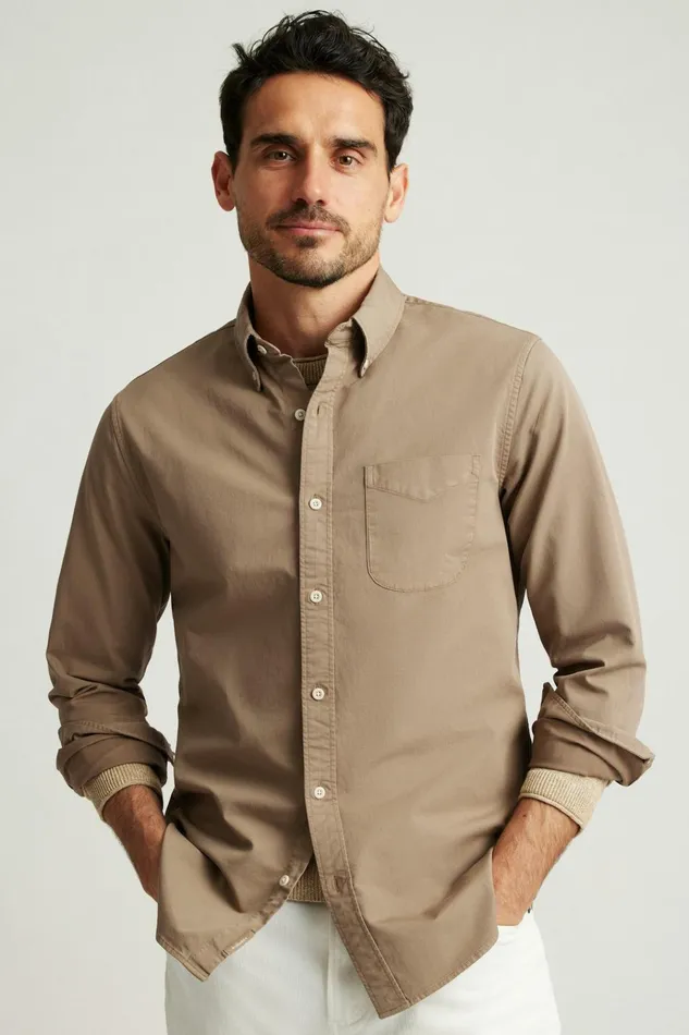 Men Casual Shirts Bonobos Everyday Bedford Shirt Mushroom Brown