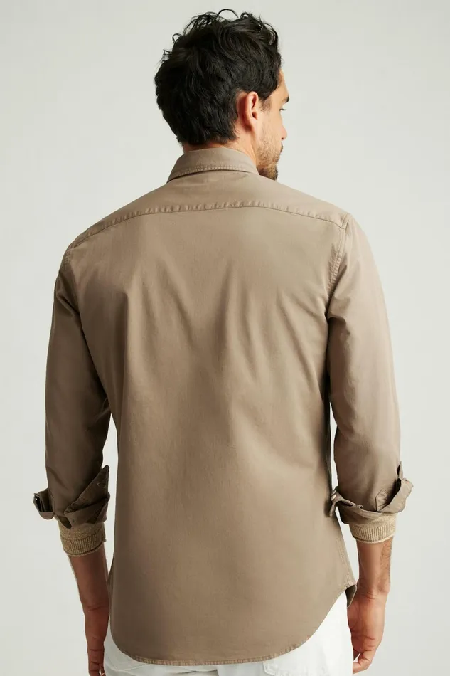 Men Casual Shirts Bonobos Everyday Bedford Shirt Mushroom Brown