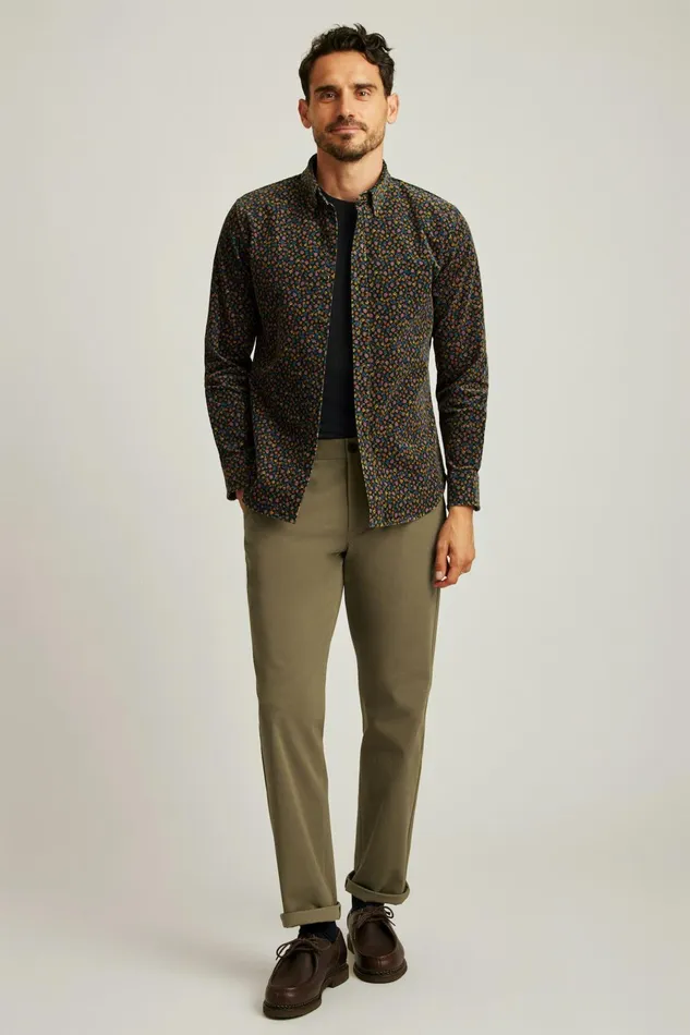 Men Casual Shirts Bonobos Everyday Corduroy Shirt Autumn Floral