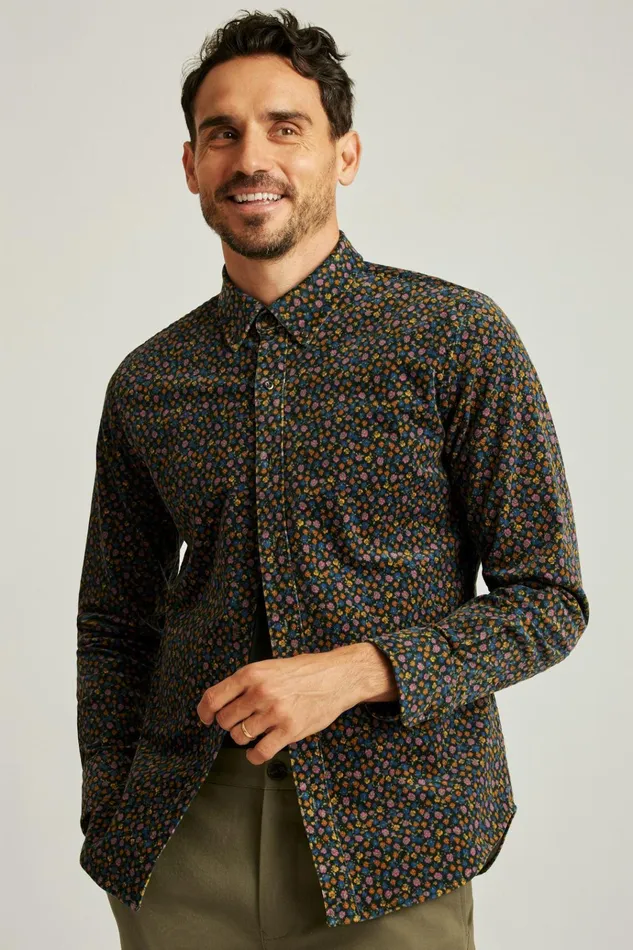 Men Casual Shirts Bonobos Everyday Corduroy Shirt Autumn Floral