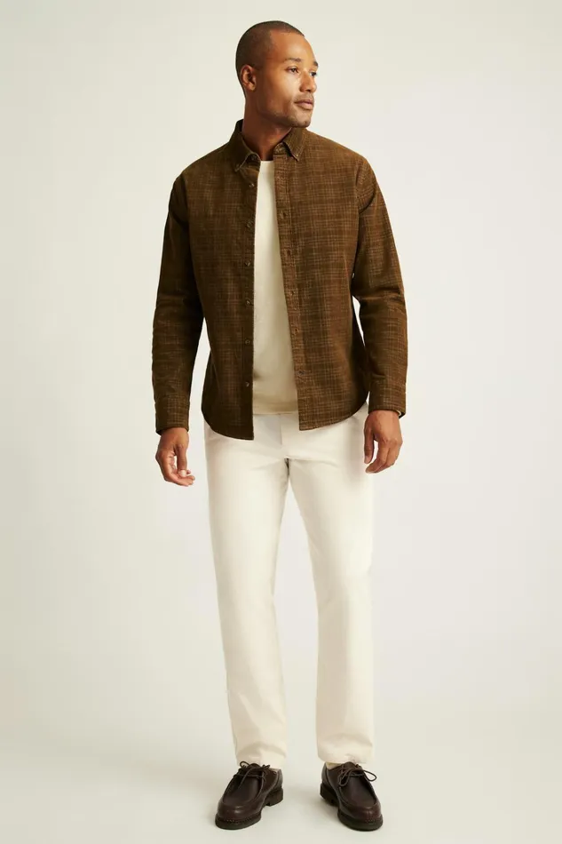 Men Casual Shirts Bonobos Everyday Corduroy Shirt Brown Plaid