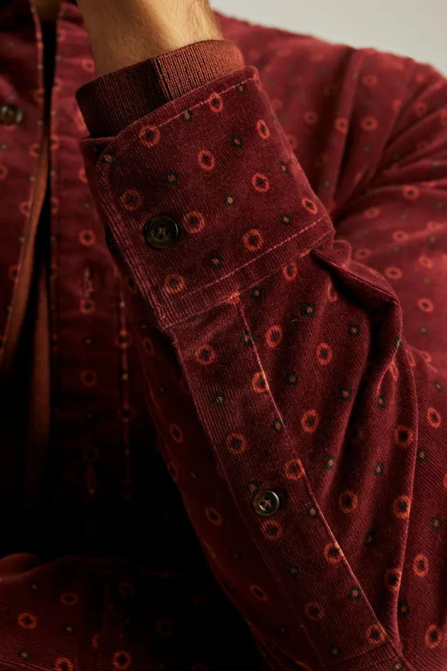 Men Casual Shirts Bonobos Everyday Corduroy Shirt Burgundy Big Sky Geo