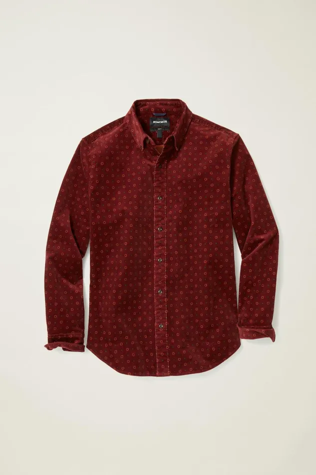 Men Casual Shirts Bonobos Everyday Corduroy Shirt Burgundy Big Sky Geo