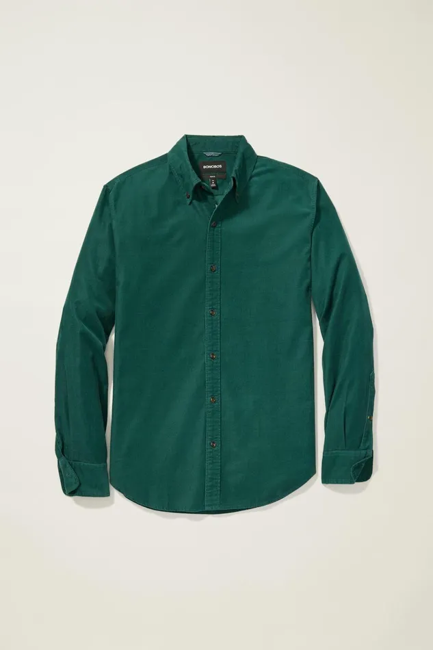 Men Casual Shirts Bonobos Everyday Corduroy Shirt Emerald Green