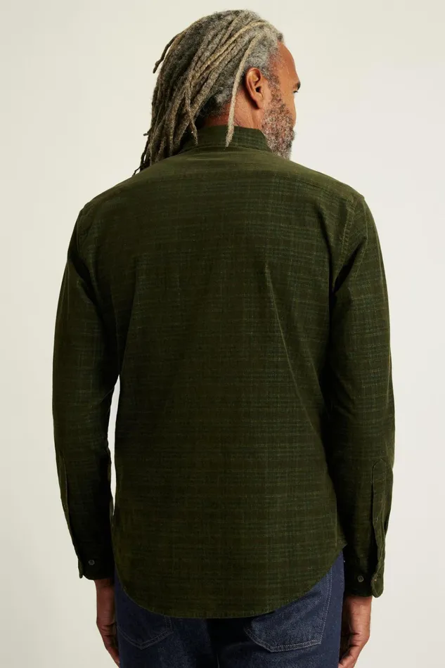 Men Casual Shirts Bonobos Everyday Corduroy Shirt Green Charcoal Plaid