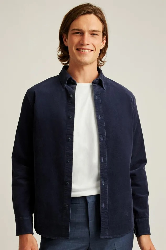 Men Casual Shirts Bonobos Everyday Corduroy Shirt Maritime Blue