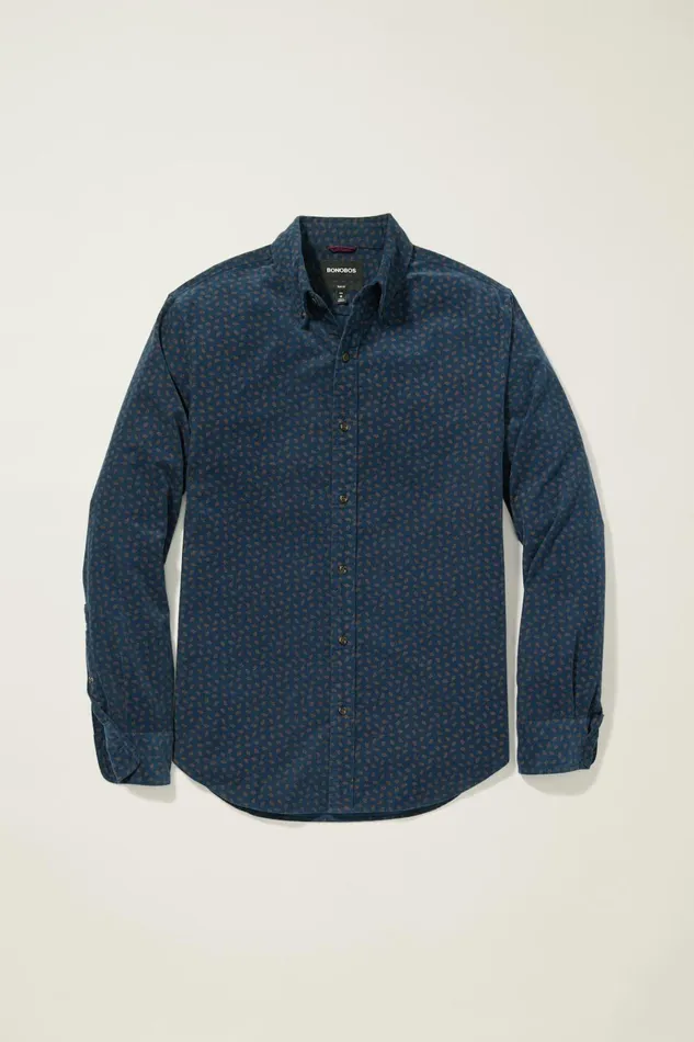 Men Casual Shirts Bonobos Everyday Corduroy Shirt Teal Cashel Geo
