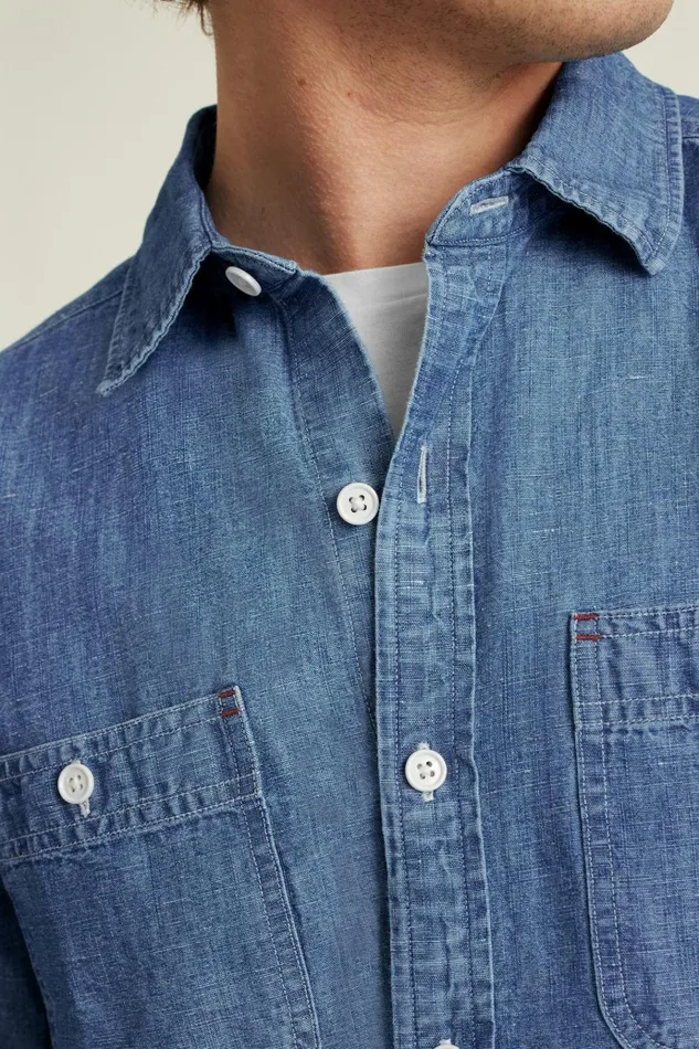 Men Casual Shirts Bonobos Everyday Lightweight Denim Shirt River Blue Wash