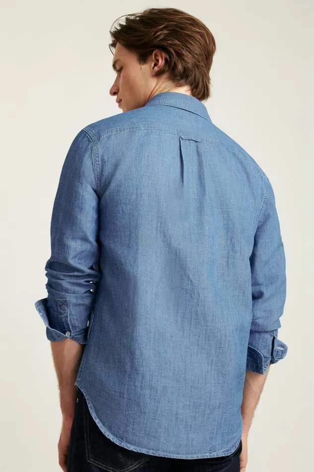 Men Casual Shirts Bonobos Everyday Lightweight Denim Shirt River Blue Wash