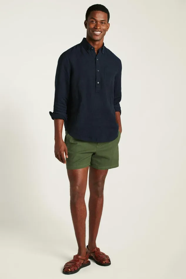 Men Casual Shirts Bonobos Everyday Linen Popover Midnight