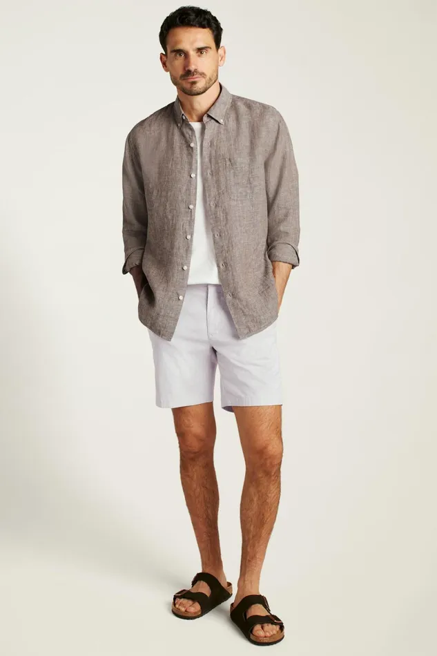 Men Casual Shirts Bonobos Everyday Linen Shirt Driftwood